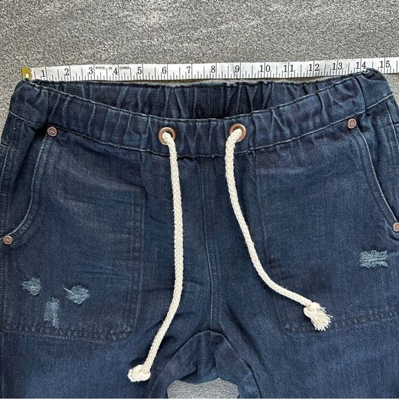 NWT Free People x One Teaspoon Navy/Fox Black Shabbies Drawstring Denim Jogger S - Picture 13 of 16